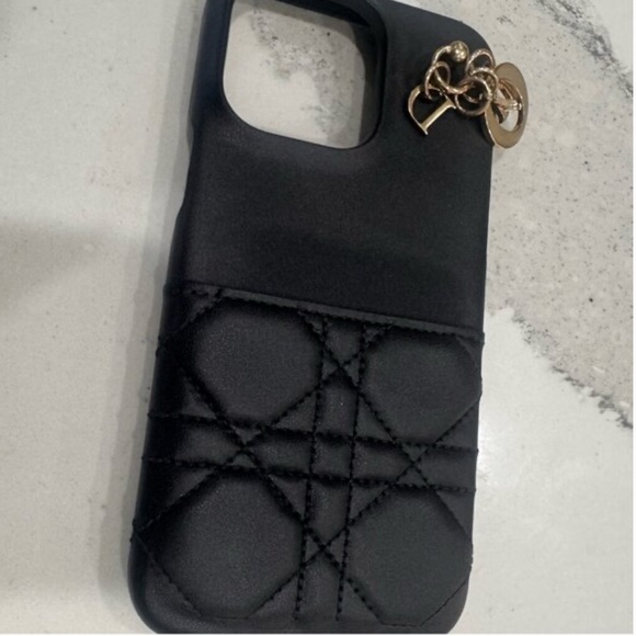 Dior Black Quilted Charm Phone Case - Picture 8 of 9